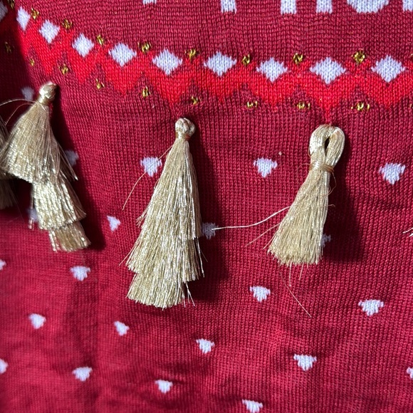 Happy Holidays Red Sweater with Tassels - Picture 7 of 7